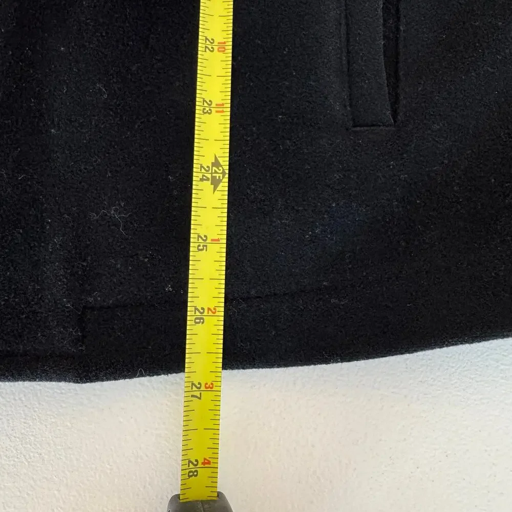 Vintage Banana Republic Men's Wool Cashmere Black Full Zip Collared Coat Large